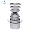 Titanium Camping Pot Set Portable Outdoor Cookware Hiking Backpacking Stove Compatible 1.2L 1.8L 2.4L Non-Coated