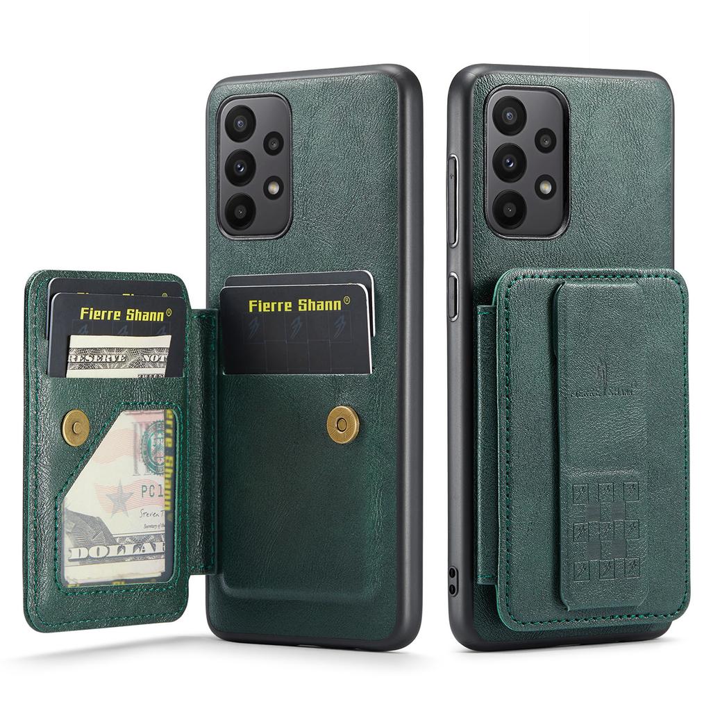 For Samsung Galaxy A23 4G Case Leather+TPU Phone Cover Built-in Magnetic Holder Metal Sheet