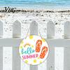 Coastal Style Wall Hanging Hello Summer Door Sign, Ice Pop Flip Flop Welcome Hanger, Decorative Plaque Farmhouse Wooden Wreath for Front Home