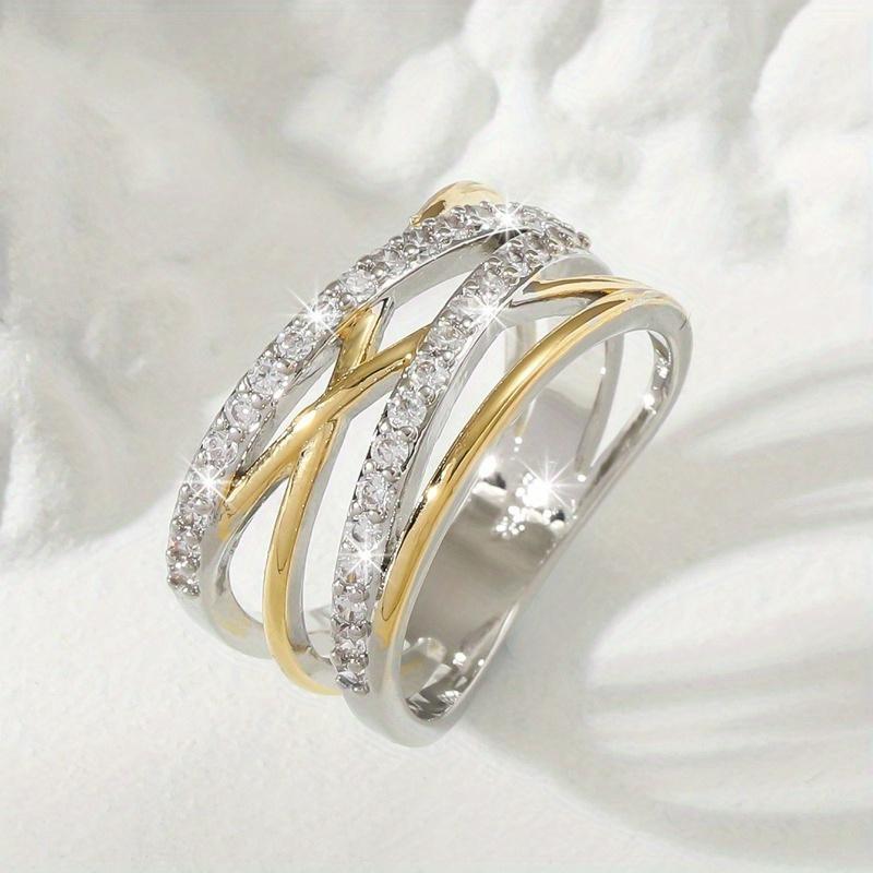 Cubic Zirconia Alloy Ring Timeless Fashion Design Elegant Luxury Perfect for Engagement, Wedding Anniversary