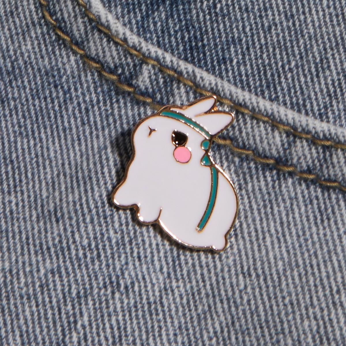 Stylish Drip Glaze Cute Rabbit Brooch - European & American Fashion Jewelry белый