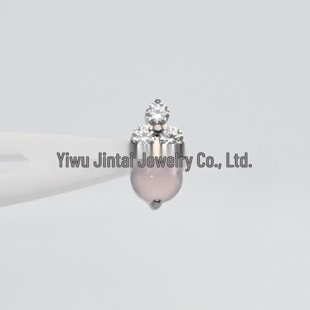 F136 Titanium Moonstone Opal Ice Cream Earrings with Diamond Inlay Lip & Tragus Studs
