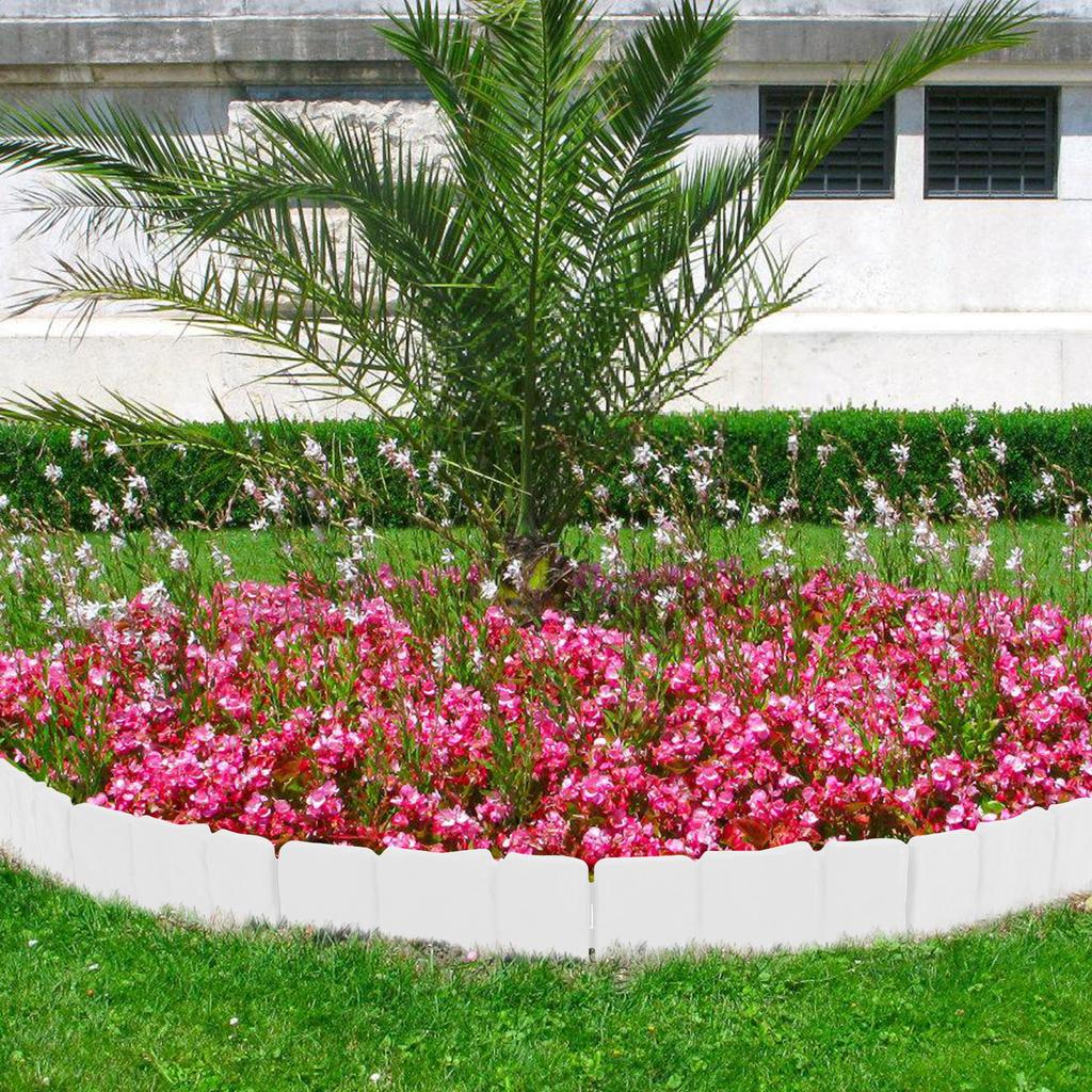 1Set Plastic Garden Edging Border Fence Imitation Stone Landscape Edging for Flower Beds Pathways Lawn Decorative Flexible DIY