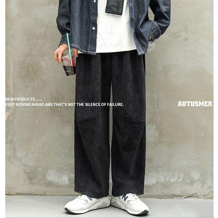 

2023 Модные мужские повседневные брюки в гонконгском стиле с широкими штанинами из вельвета — японский свободный крой, осенние брюки для уборки L