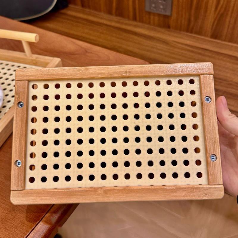 1PC Eco-Friendly Minimalist Tableware Handled Tray Natural Bamboo Serving Tray Modern Kitchen Tray Home Decor