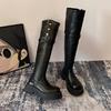 Popular Retro 2025 Autumn and Winter Trend Two Wear Folded Platform Western Boots Thick Heel Knee Boots Knight Boots