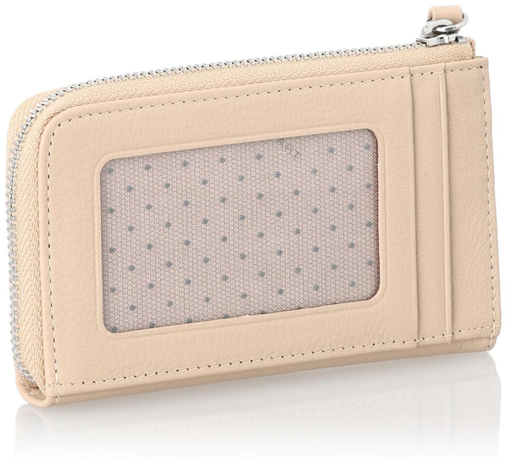 Multi Case Soft Cowhide Bag Stitch Multifunctional Card Pocket Pass Case Key Ring Simple Adult Cute Heart Charm with Chain JSLW3CE1 Beige [Jill