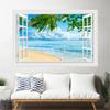 HOTIYOK Fake Window Sticker Wall Sticker Window Ocean Window View Painting Style Wallpaper Poster Blue Sky and Sea Sea of Clouds Mirror Lake Surface