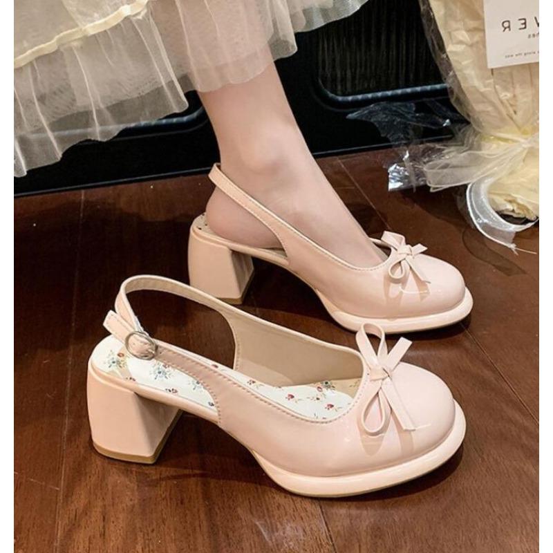 Small Floral Sweet Style Lolita Shoes Women's Summer Outer Wear Sandals Bow Dress Thick Heeled Sandals Women Mary Jane Shoes