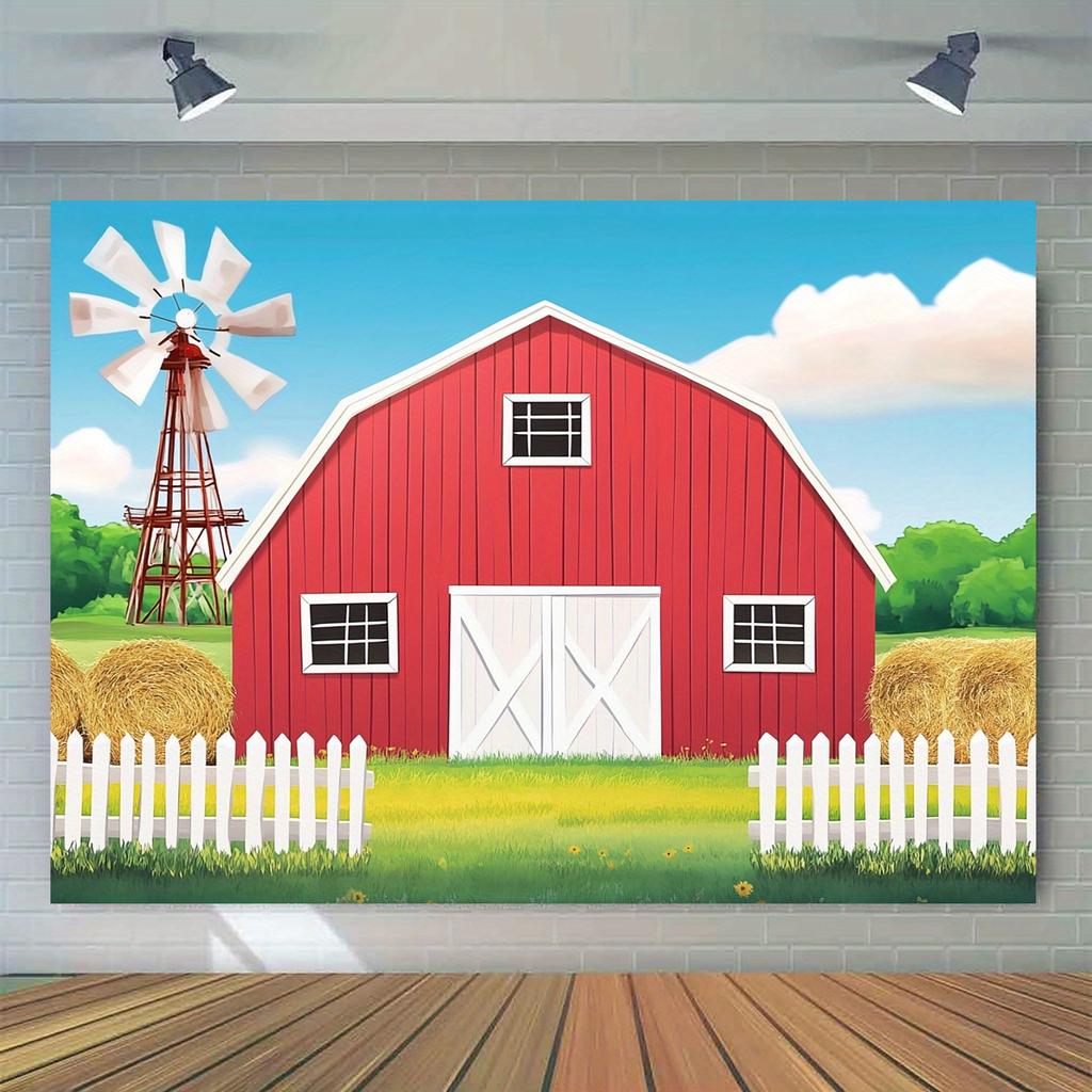 1pc rural farmhouse barn door background polyester farm party supplies festival themes theme event banners