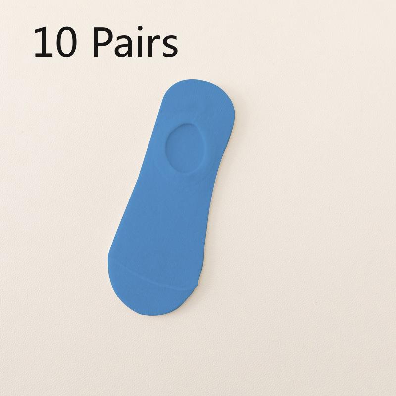 10 Pairs of Spring and Summer Models of Invisible Boat Socks Silicone Thin Mouth Does Not Fall Off the Heel Candy Colour Female Short Socks
