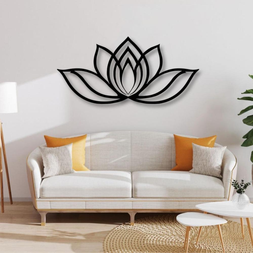 Lotus Flower Metal Wall Art Yoga Studio Mandala Zen Home Decor Spiritual Relaxing Sign
