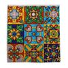 Mexican Floral Shower Curtain, Ethnic Art, Birds And Paisley, Flowers In White,Polyester, Waterproof, Bathroom Decor