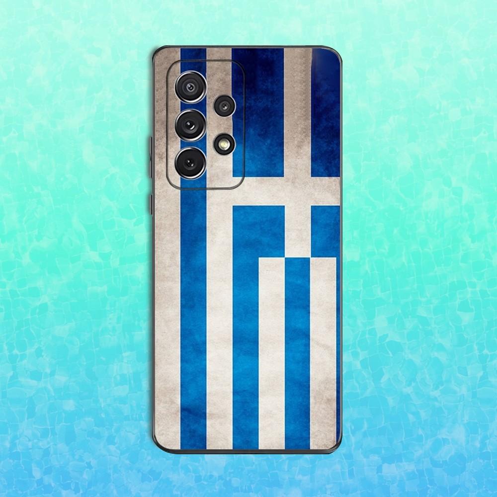 Greek Art Greece Flag Phone Case For Samsung S25,S24,S23,S22,S21,S20,S10,Ultra,Plus,Lite,FE,Soft Silicone Black Cover