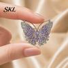 Lightweight Butterfly Pin Brooch Pin, 3D Design with Sparkling Rhinestones, Electroplated Strong Buckle Badge for Coats Shirts Bags Accessories