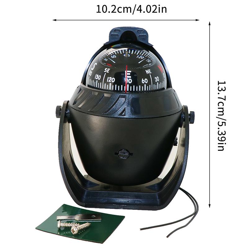 12V Marine Navigationskompass mit elektronischem LED-Licht, elektronischer See-Drehkompass für Marineboote