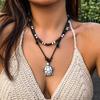 Collar de Cadena de Cuerda y Cuentas Vintage con Colgante de Tortuga para Mujer Gargantilla de Cuentas de Madera en Capas en Accesorios para el Cuello Regalos