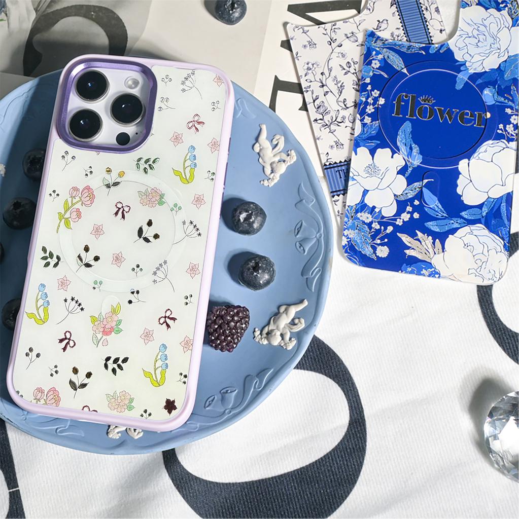 For iPhone 16 Pro Max Magnetic Case TPU PC Phone Cover with Detachable Spring Garden Backplate