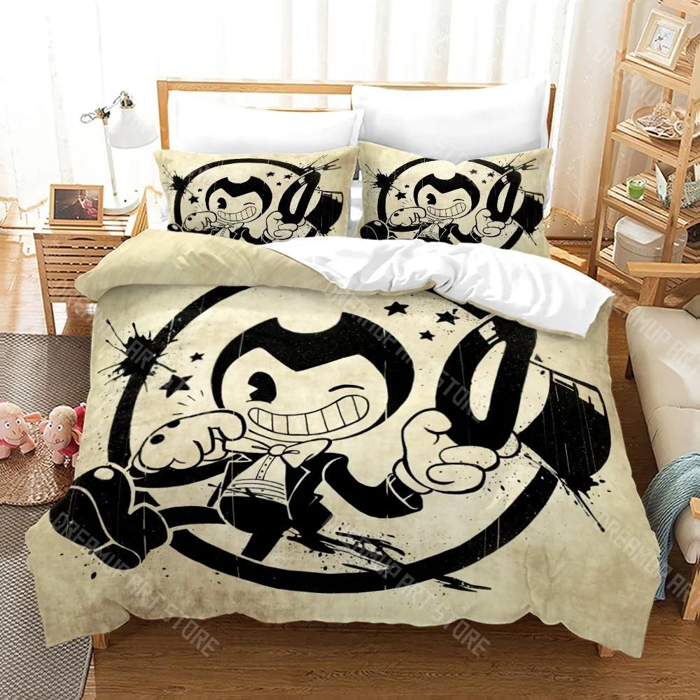 3D Print Anime BENDY Ink Machine Bedding Set Single Twin Full Queen King Size Kawaii Bed Set Adult Kid Bedroom Duvet cover Sets