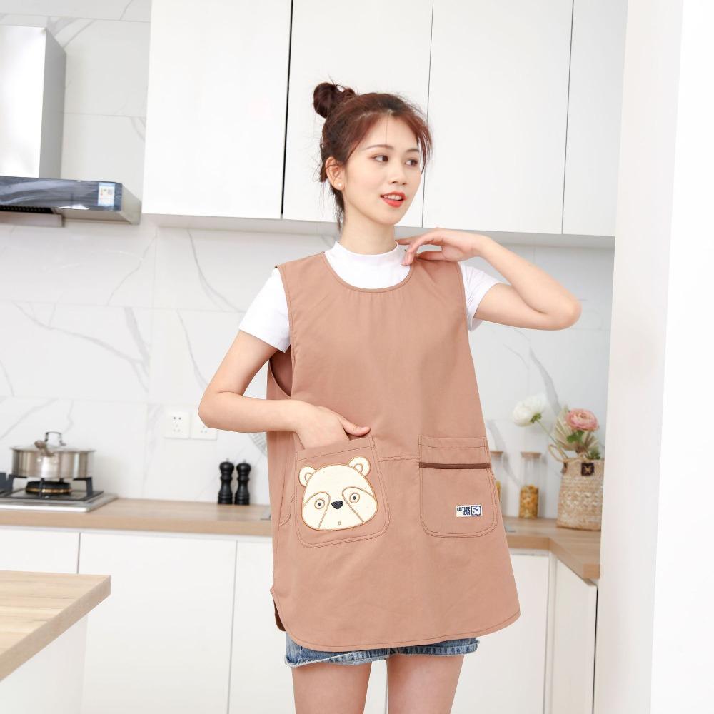 Cotton Stain-Resistant Apron Vest Style Breathable Anti Dirty Vest Bear Pocket Coffee House Uniform Clothing Accessories