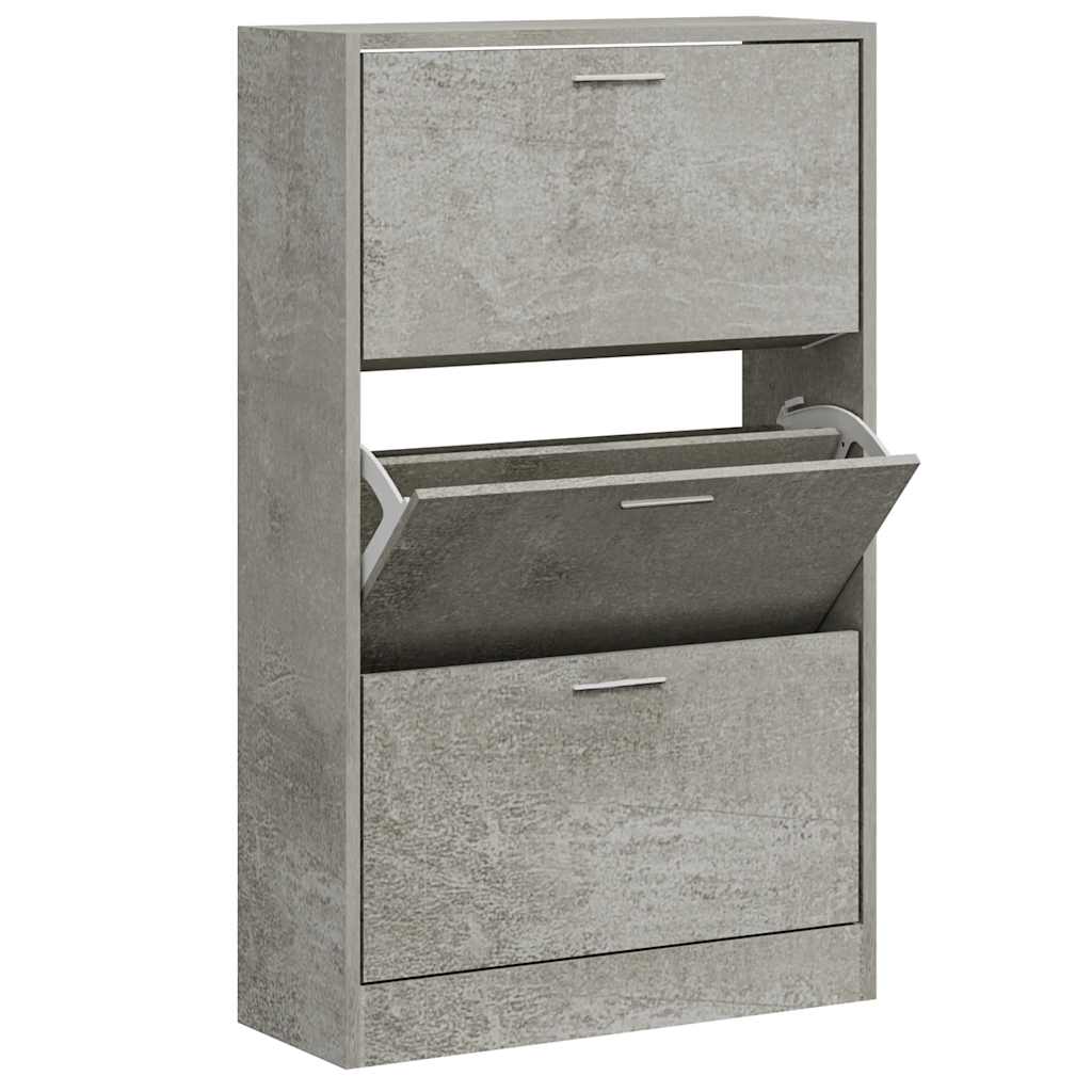 Shoe Cabinet Concrete Grey 63 x 24 x 103 cm Wood Based Material