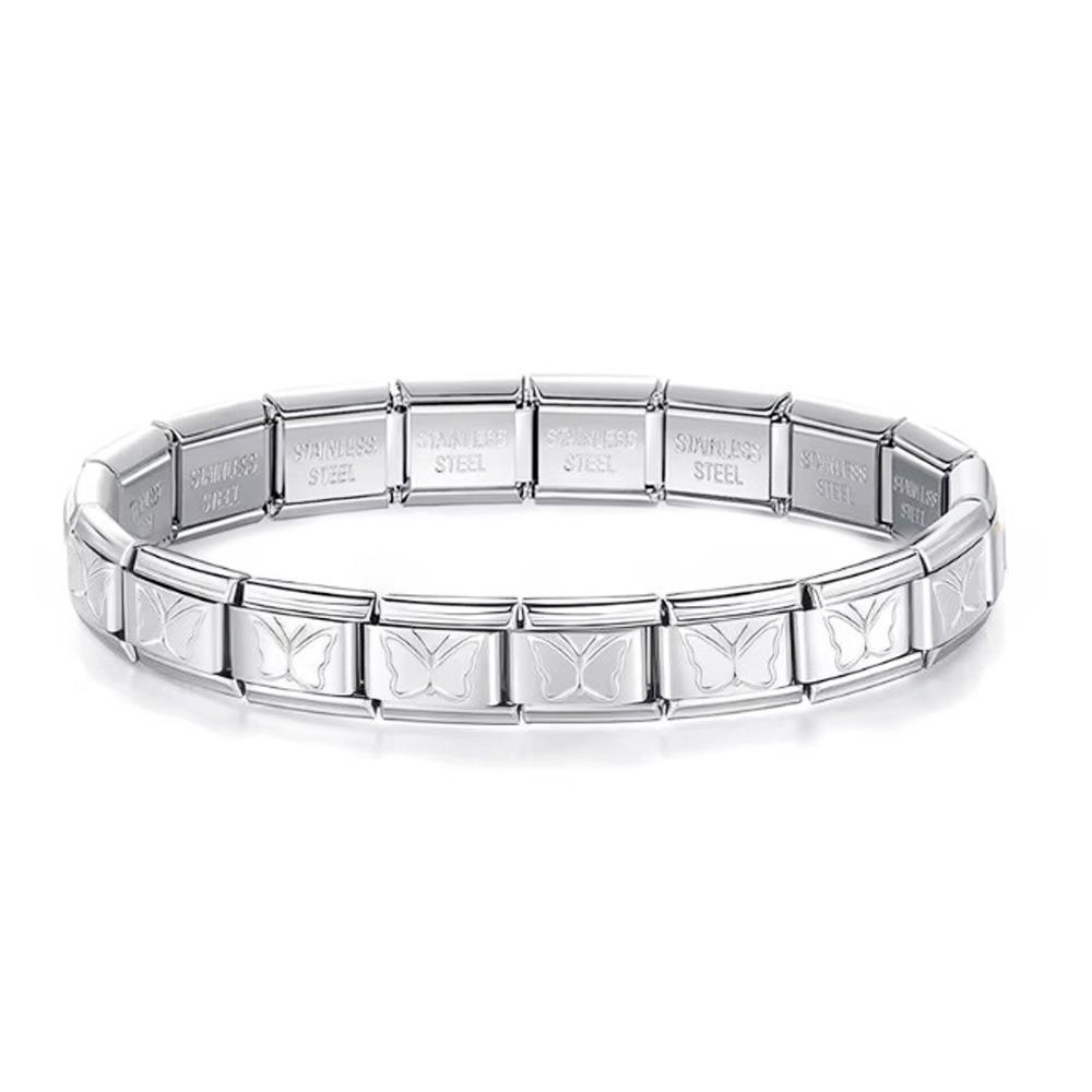 9mm Modulares Edelstahlarmband Quadratisch Elastische Handkette Geburtstag