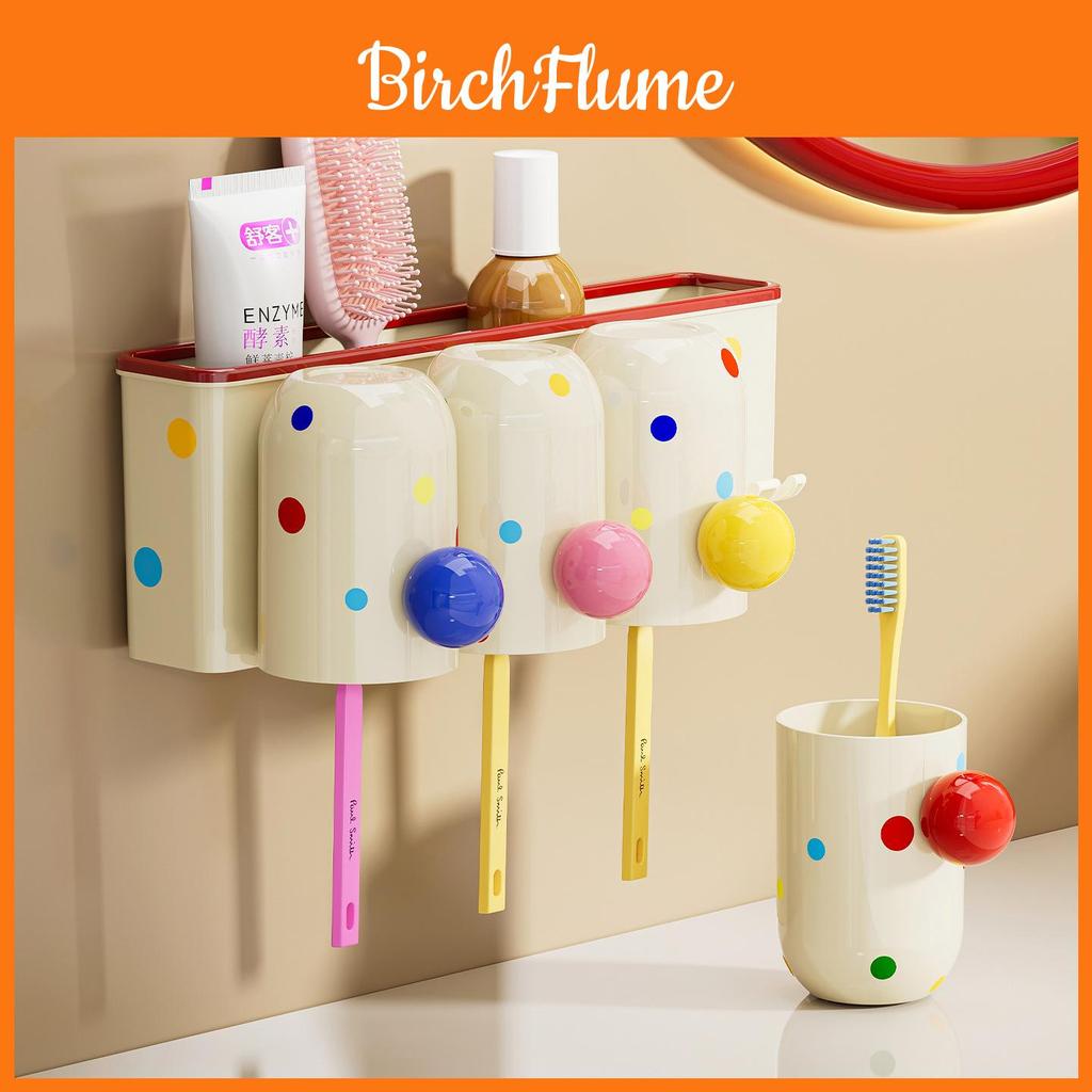 Magnetic Toothbrush Holder With Cups For Bathroom Wall Storage