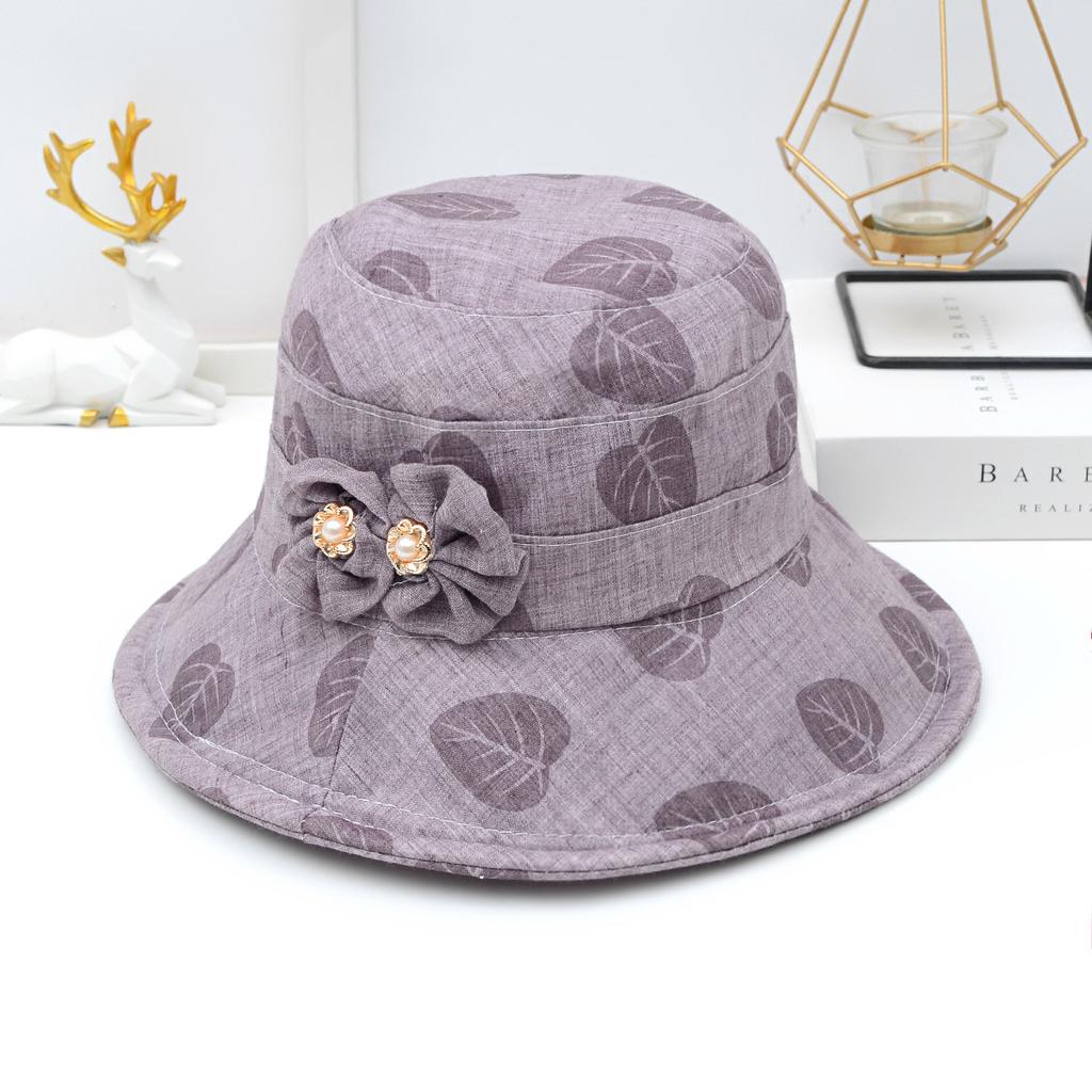 Spring and Summer Middle-aged and Elderly Women's Hats Sun Protection Basin Hats Bow Shaped Fisherman Hats Foldable