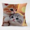 Cute Cat Pattern Decorative Pillowcase Living Room Bedroom Square Cushion Pillowcase