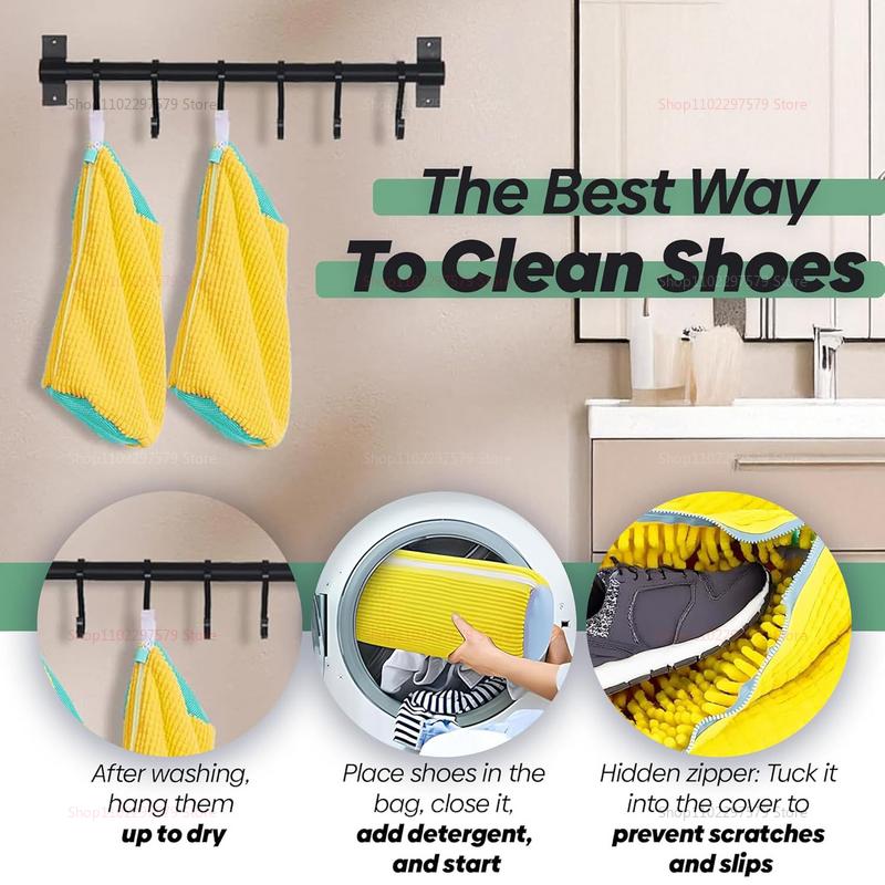 Washing Shoes Bag Cotton Laundry Net Fluffy Fibers Easily Remove Dirt Washing Bags Anti-deformation Shoes Clothes Organizer