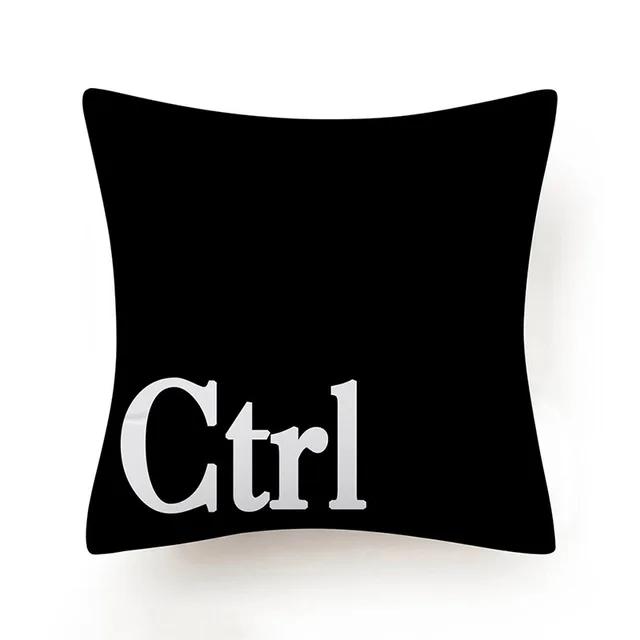 Keyboard Jeanette Alt Del Ctrl Letter Pattern Hug Cushion Cover Black and White Home Decor Home Car Comfort Cushion Cover    ...