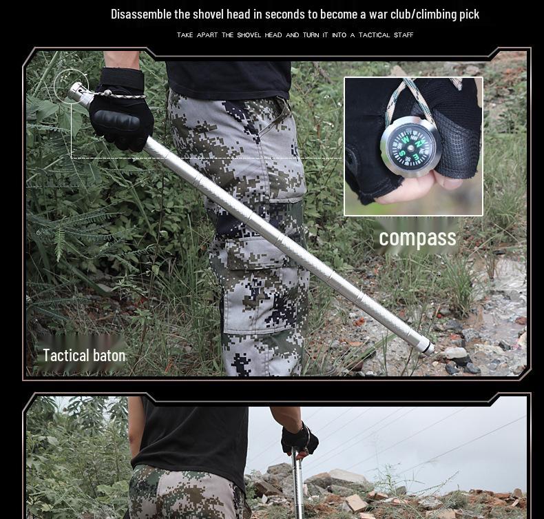 Multi-functional Outdoor Folding Shovel: Manganese Steel, Ideal for Camping, Fishing, Off-road Use, and Vehicle-mounted Tasks