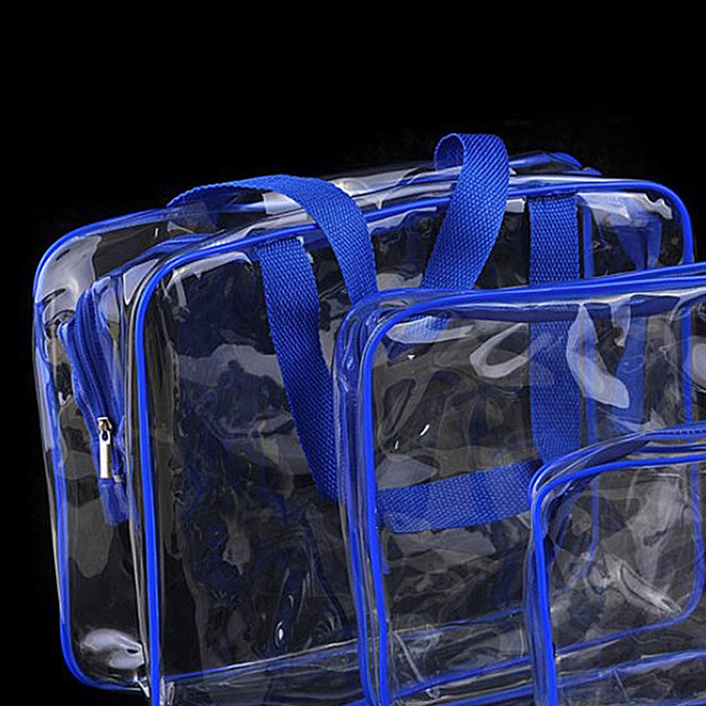 Bags, 3Packs Cosmetic Makeup Bags Set Waterproof Clear PVC w/ Zipper Handle Portable Travel Pouch