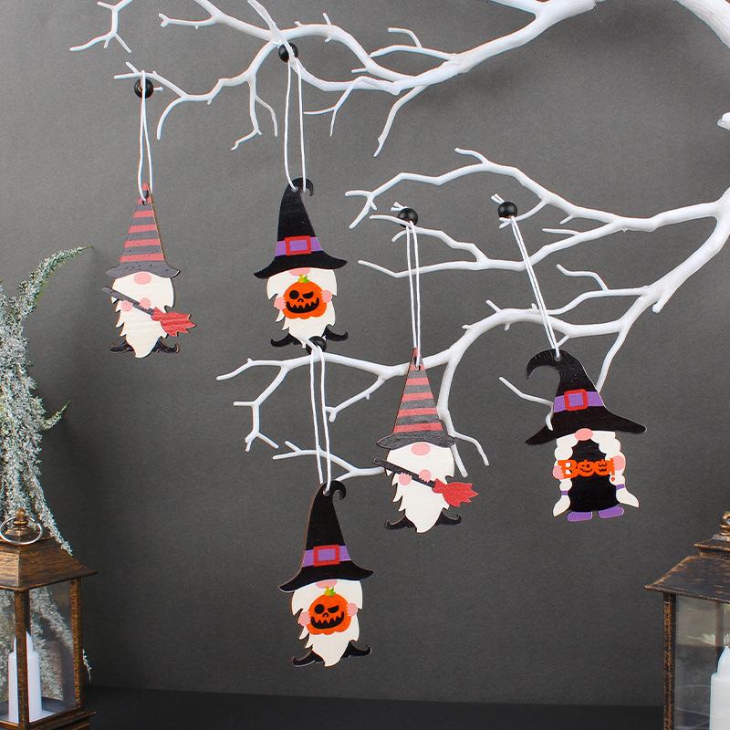 Halloween Pendant Faceless Old Man 3 Grid Box Holiday Wooden Pendant Window Wall Decoration Listing