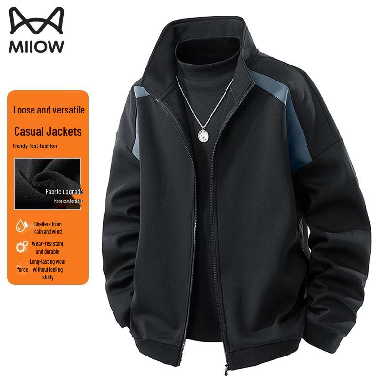 MiiOW Men s Stand-Collar Windproof Warm Sports Jacket 5XL