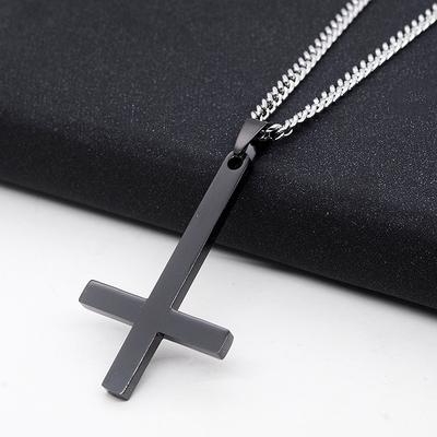 Pendant Women Black Necklaces Punk Cross Necklaces Men Christian Gift Graceful Stainless Steel  Unique
