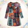 Vintage Flower Print Hooded Jacket Ladies Long Sleeve Thick Plush Plus Size Composite Hooded