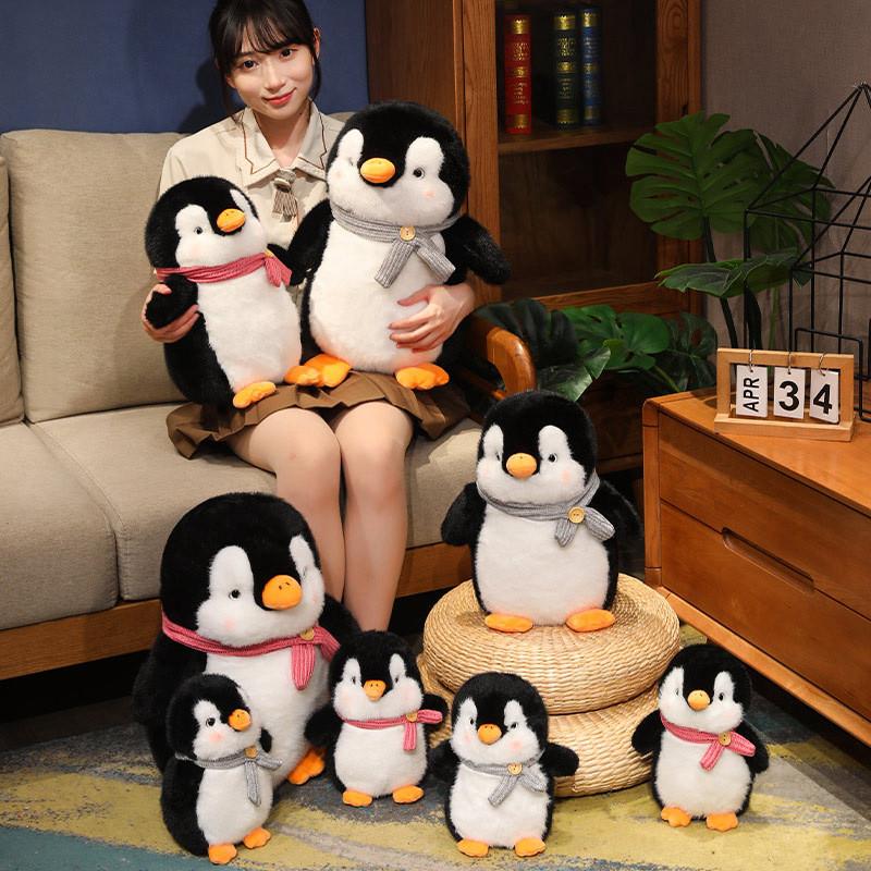 Doll Plush Penguin Pillow Birthday Gift Pink Gray Scarf Decoration Oceanarium