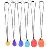 6 Pieces Textured Silicone Colorful Colors Lanyard Sensory Stone Rounded Toy for Fidgeting