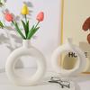 Plastic Circle Flower Vase Minimalist Modern Flower Holder Container Home Office Table Centerpiece Decorative Floral Plants Vase