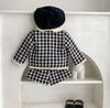 Cuddly 80cm Duffle Check Romper Cute Everyday Princess Duffle [Key Shop] Set, Gingham, White, Black, Cotton, Kids' Clothing, Wear, Stylish, Spring,