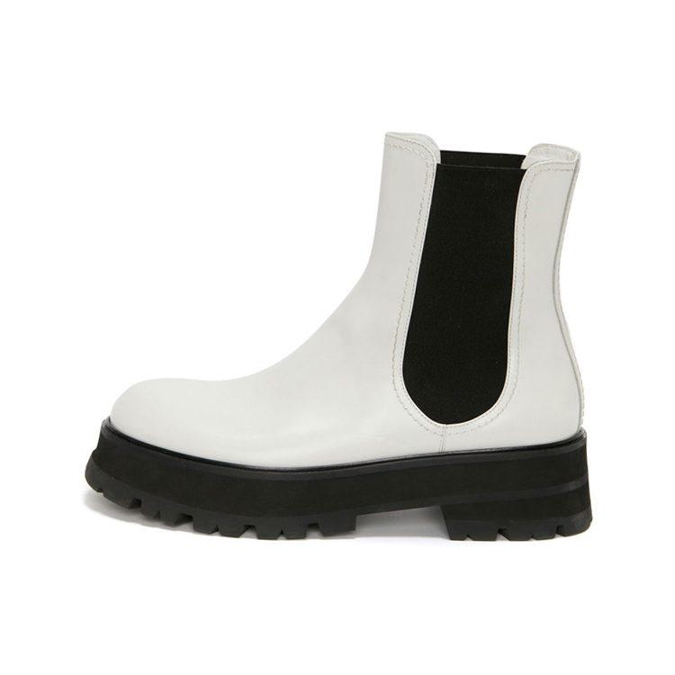 Alexander McQueen Rave Chelsea Boot White Black Women's 700077WIC629360