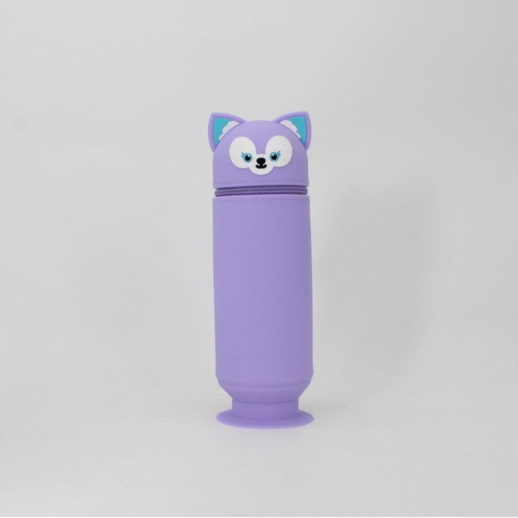 Silicone Fox Pencil Case - Stylish Solid Color Stationery Box for Students
