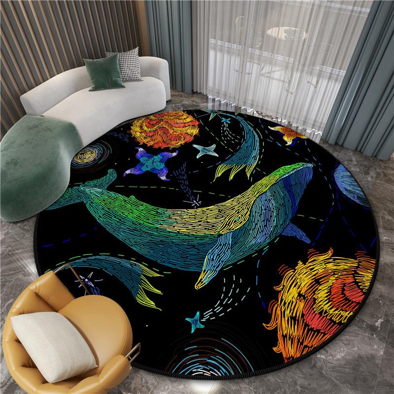European and American Animal Flower Carpets Modern Ethnic Style Floor Mats Tiger Round Mats Living Room and Bedroom Round Carpets