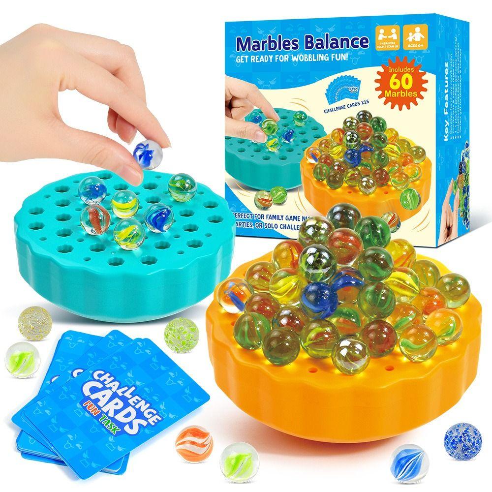 Stored Inside Marble Ball Balancing Game 60 Colorful Marbles Tabletop Puzzle Game  Tabletop Game