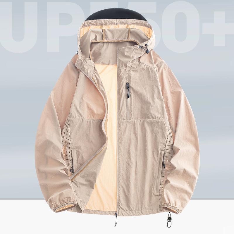 Haut Sonnenschutzjacke Herren Sommer UV Leichtgewicht Eisseide Kapuzenmantel Outdoor Reiten Angeln Windjacke