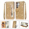 Custodia a Portafoglio Flip in Pelle con Zip Glitterata Per Samsung A57 A37 A17 A56 A36 A26 A16 A55 A35 A25 A15 A54 A34 5G S21 FE S22 S23 S24 Plus S25 Edge S26 Ultra
