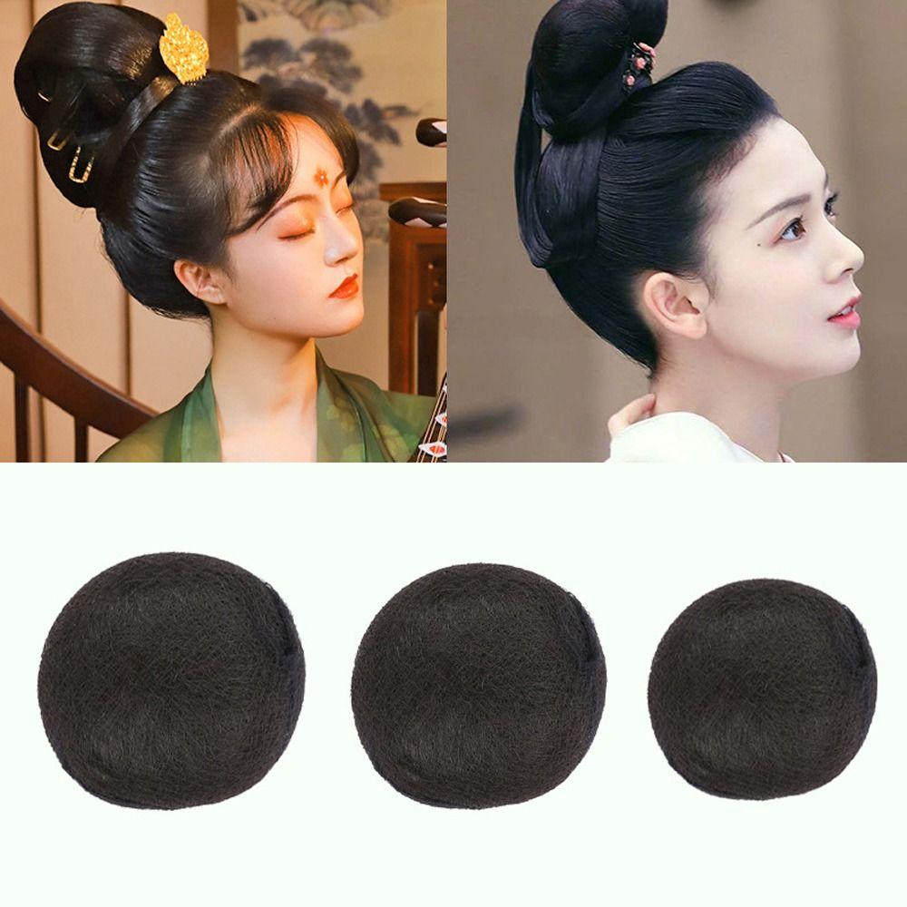 Ancient Girls Women Traditional Hanfu Hair Pads Cosplay Wig Fairy Wig Bag Retro Hair Chignon