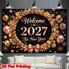 New Year 2027 Party Backdrop, Lightweight Foldable Photo Banner for Weddings, Birthdays and Portraits