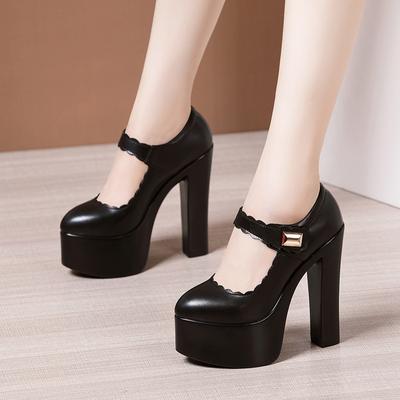 Frühling Echtes Leder Damen 15CM Hohe Absätze Mode Damen Hochzeitsschuhe Damen Plateau Pumps Arbeitsschuhe Übergröße 32-43